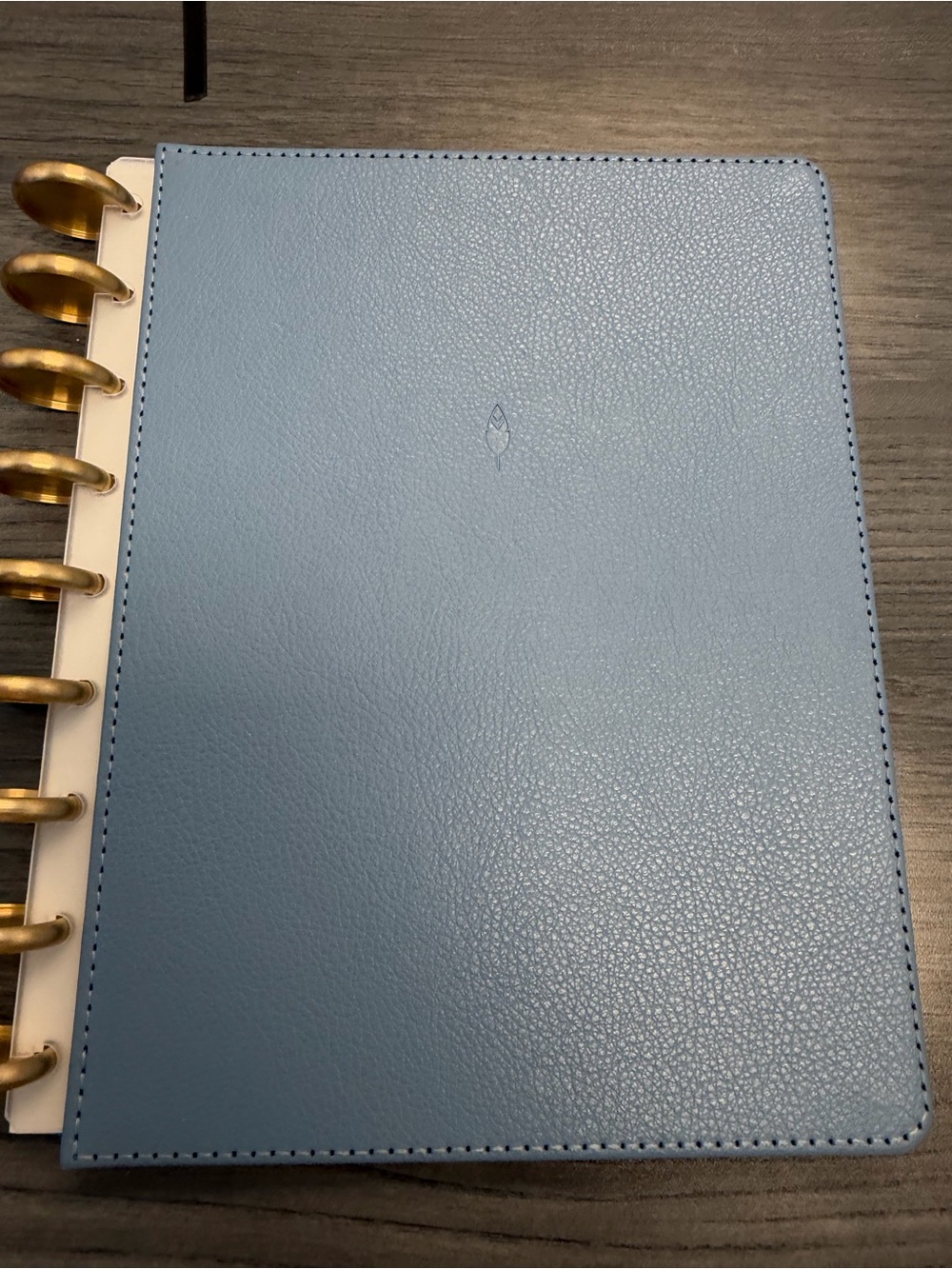 Sky Blue Faux Leather Disc-Bound Planner - Daily & Weekly Organizer